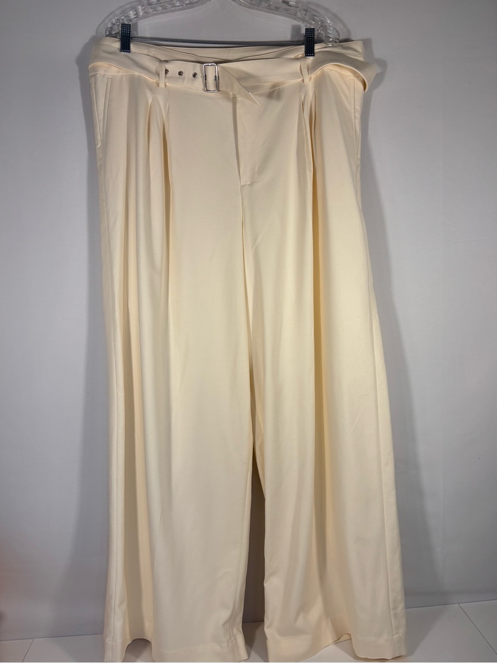 NWT J.Crew Ivory Belted Pleated Wide Leg Pants Size 18 - Picture 2 of 10